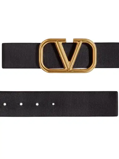 Valentino Garavani Men's VLogo Signature Calfskin Belt 40 MM - Black | Thumbnail 3