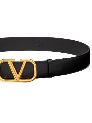 Valentino Garavani Men's VLogo Signature Calfskin Belt 40 MM - Black | Thumbnail 4