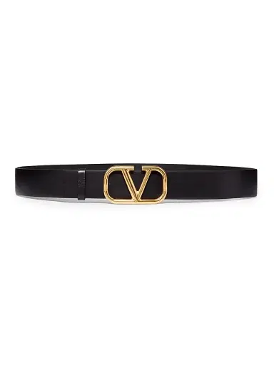 Valentino Garavani Men's VLogo Signature Calfskin Belt 40 MM - Black | Thumbnail 1
