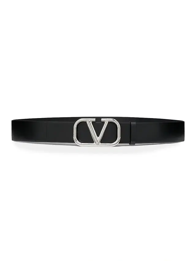 Men's VLogo Signature Calfskin Belt 40 MM - Black
