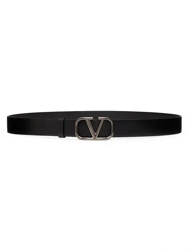 Men's VLogo Signature Calfskin Belt 30 MM - Black