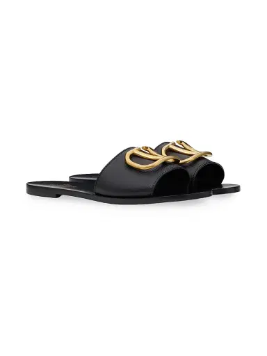Valentino Garavani Women's VLogo Signature Slide Sandals in Grainy Cowhide - Black - Size 4.5 | Thumbnail 2 Valentino Garavani Women's VLogo Signature Slide Sandals in Grainy Cowhide - Black - Size 4.5 | Thumbnail 2