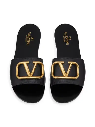Valentino Garavani Women's VLogo Signature Slide Sandals in Grainy Cowhide - Black - Size 4.5 | Thumbnail 3 Valentino Garavani Women's VLogo Signature Slide Sandals in Grainy Cowhide - Black - Size 4.5 | Thumbnail 3