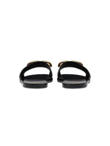 Valentino Garavani Women's VLogo Signature Slide Sandals in Grainy Cowhide - Black - Size 4.5 | Thumbnail 4 Valentino Garavani Women's VLogo Signature Slide Sandals in Grainy Cowhide - Black - Size 4.5 | Thumbnail 4