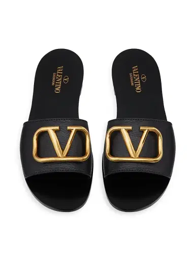 Valentino Garavani Women's VLogo Signature Slide Sandals in Grainy Cowhide - Black - Size 4.5 | Thumbnail 7 Valentino Garavani Women's VLogo Signature Slide Sandals in Grainy Cowhide - Black - Size 4.5 | Thumbnail 7