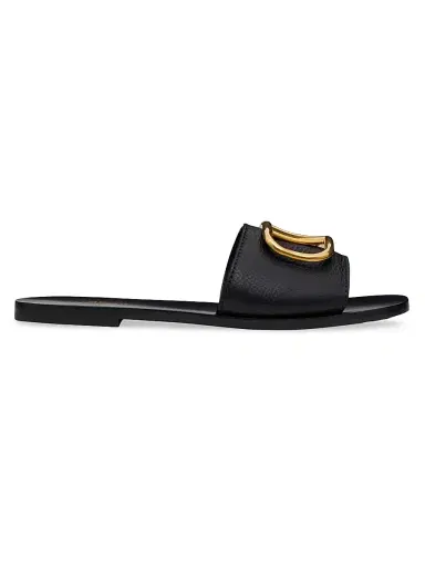 Valentino Garavani Women's VLogo Signature Slide Sandals in Grainy Cowhide - Black - Size 4.5 | Thumbnail 1 Valentino Garavani Women's VLogo Signature Slide Sandals in Grainy Cowhide - Black - Size 4.5 | Thumbnail 1