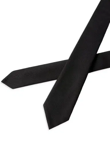 Valentino Garavani Men's Tie in Wool and Silk - Black | Thumbnail 3 Valentino Garavani Men's Tie in Wool and Silk - Black | Thumbnail 3