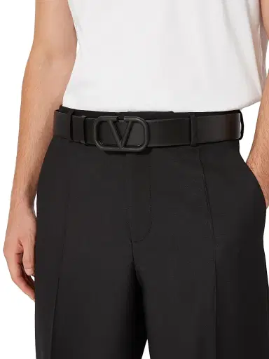 Valentino Garavani Men's VLogo Signature Calfskin Belt - Black - Size 34 | Thumbnail 2