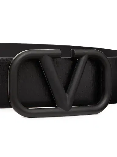 Valentino Garavani Men's VLogo Signature Calfskin Belt - Black - Size 34 | Thumbnail 3