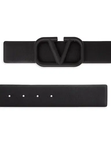 Valentino Garavani Men's VLogo Signature Calfskin Belt - Black - Size 34 | Thumbnail 4