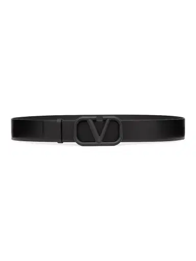 Valentino Garavani Men's VLogo Signature Calfskin Belt - Black - Size 34 | Thumbnail 1