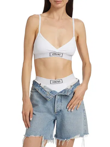 Versace Women's Rib-Knit Logo Bralette - White - Size XL | Thumbnail 3 Versace Women's Rib-Knit Logo Bralette - White - Size XL | Thumbnail 3