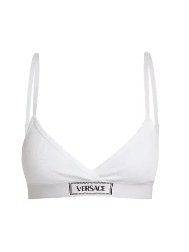 Versace Women's Rib-Knit Logo Bralette - White - Size XL | Thumbnail 1 Versace Women's Rib-Knit Logo Bralette - White - Size XL | Thumbnail 1