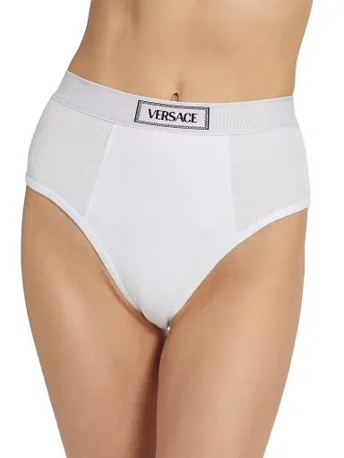 Versace Women's Ribbed Logo Brief - White - Size XL | Thumbnail 3 Versace Women's Ribbed Logo Brief - White - Size XL | Thumbnail 3