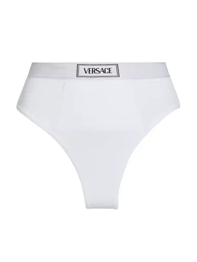 Versace Women's Ribbed Logo Brief - White - Size XL | Thumbnail 1 Versace Women's Ribbed Logo Brief - White - Size XL | Thumbnail 1