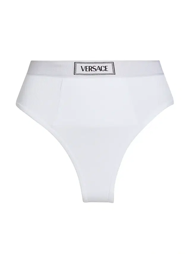 Versace Women's Ribbed Logo Brief - White