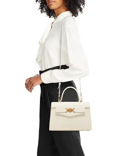 Versace Women's Medusa 95 Top Handle Calf Leather - Ecru Gold | Thumbnail 2 Versace Women's Medusa 95 Top Handle Calf Leather - Ecru Gold | Thumbnail 2