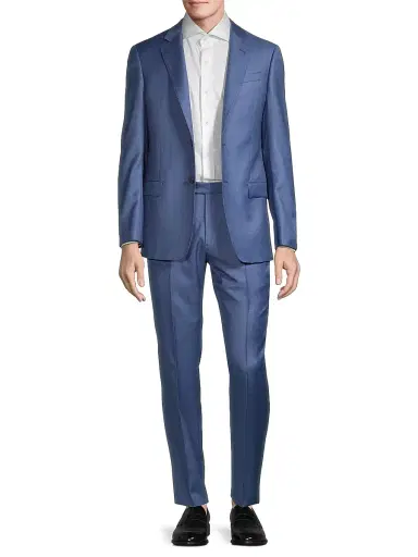 Emporio Armani Men's Solid Virgin Wool Suit - Blue - Size 50 | Thumbnail 2 Emporio Armani Men's Solid Virgin Wool Suit - Blue - Size 50 | Thumbnail 2