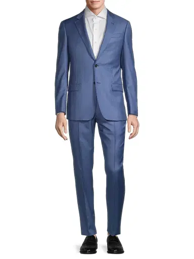 Emporio Armani Men's Solid Virgin Wool Suit - Blue - Size 50 | Thumbnail 3 Emporio Armani Men's Solid Virgin Wool Suit - Blue - Size 50 | Thumbnail 3