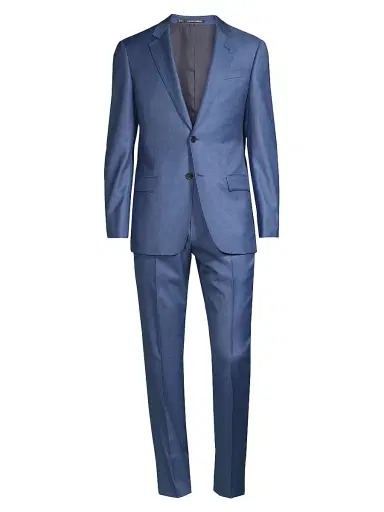 Emporio Armani Men's Solid Virgin Wool Suit - Blue - Size 50 | Thumbnail 1 Emporio Armani Men's Solid Virgin Wool Suit - Blue - Size 50 | Thumbnail 1