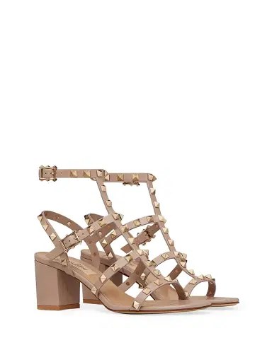 Valentino Garavani Women's Rockstud Calfskin Ankle Strap Sandals - Poudre - Size 11.5 | Thumbnail 2