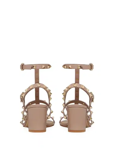 Valentino Garavani Women's Rockstud Calfskin Ankle Strap Sandals - Poudre - Size 11.5 | Thumbnail 3