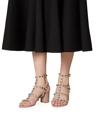 Valentino Garavani Women's Rockstud Calfskin Ankle Strap Sandals - Poudre - Size 11.5 | Thumbnail 6