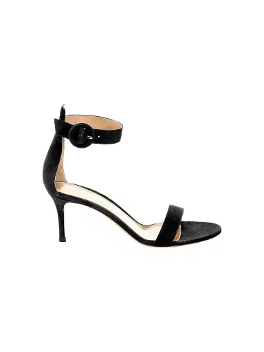 Gianvito Rossi Women's Portofino Suede Sandals - Black - Size 12 | Thumbnail 1 Gianvito Rossi Women's Portofino Suede Sandals - Black - Size 12 | Thumbnail 1