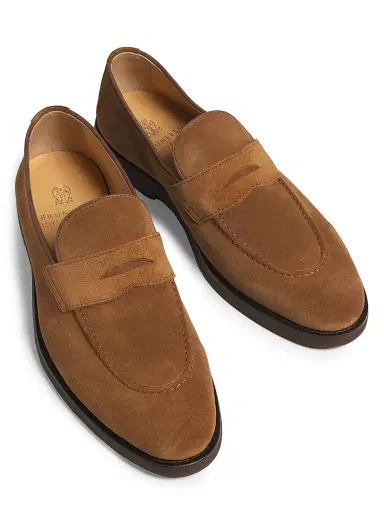 Brunello Cucinelli Men's Leather Loafers - Tan - Size 7.5 | Thumbnail 4