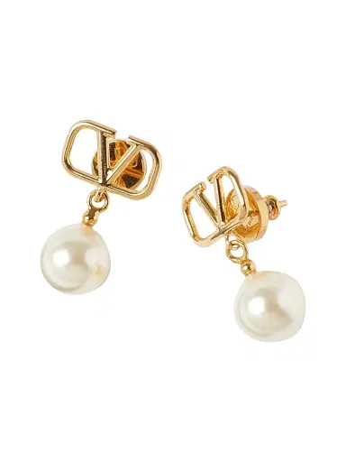 Valentino Garavani Women's VLogo Signature Earrings With Swarovski Pearls - Gold | Thumbnail 3