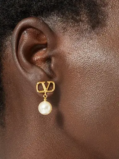 Valentino Garavani Women's VLogo Signature Earrings With Swarovski Pearls - Gold | Thumbnail 4