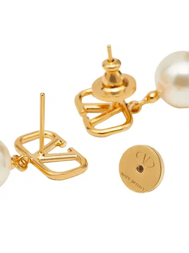 Valentino Garavani Women's VLogo Signature Earrings With Swarovski Pearls - Gold | Thumbnail 5