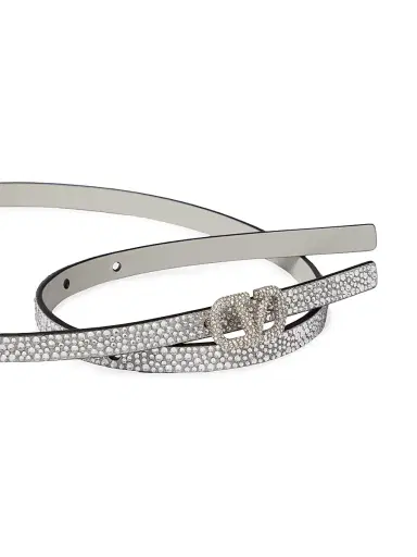 Valentino Garavani Women's VLogo Signature Belt With Crystals 10mm - Crystal | Thumbnail 2 Valentino Garavani Women's VLogo Signature Belt With Crystals 10mm - Crystal | Thumbnail 2