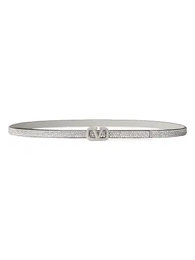 Valentino Garavani Women's VLogo Signature Belt With Crystals 10mm - Crystal | Thumbnail 1 Valentino Garavani Women's VLogo Signature Belt With Crystals 10mm - Crystal | Thumbnail 1
