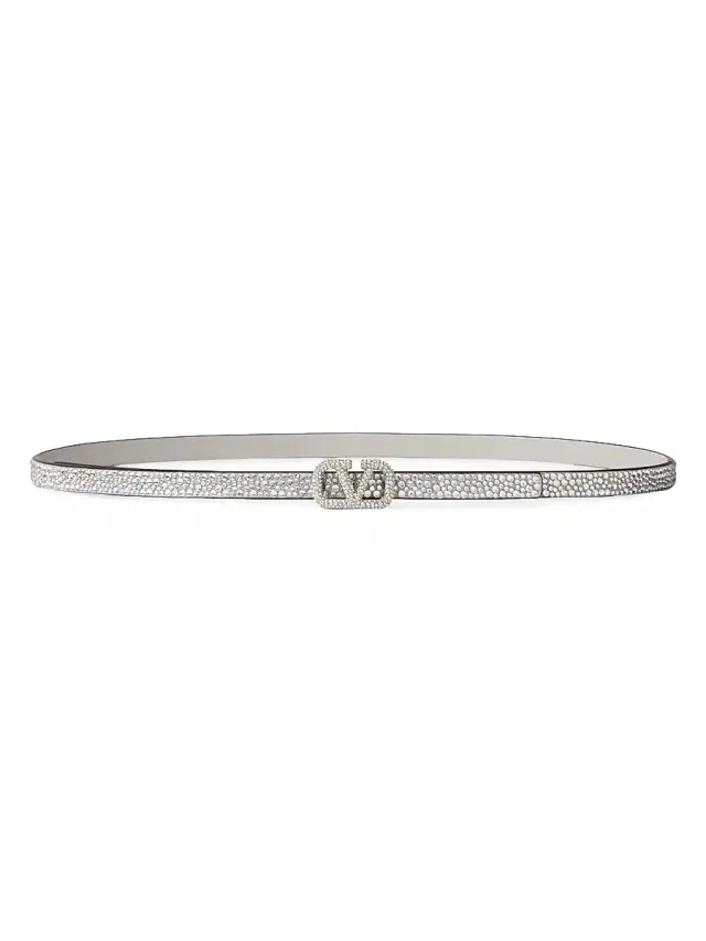 Women's VLogo Signature Belt With Crystals 10mm - Crystal