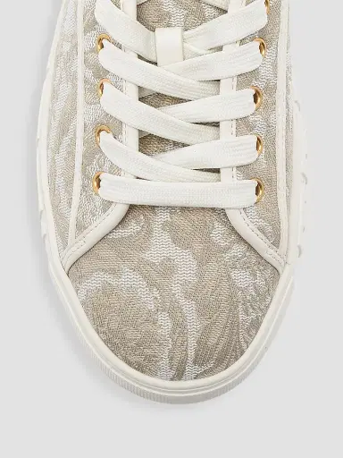 Versace Men's Barocco & Leather Low-Top Sneakers - Beige Multi - Size 6.5 | Thumbnail 4 Versace Men's Barocco & Leather Low-Top Sneakers - Beige Multi - Size 6.5 | Thumbnail 4