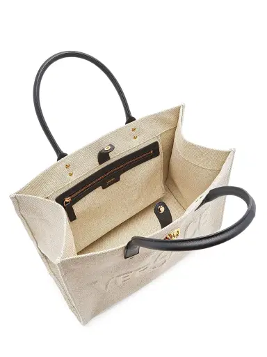 Versace Women's Logo Canvas Tote - Rope Black Gold | Thumbnail 3 Versace Women's Logo Canvas Tote - Rope Black Gold | Thumbnail 3