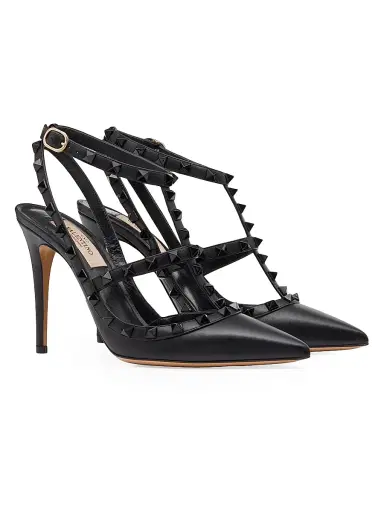 Valentino Garavani Women's Rockstud Ankle Strap Pumps 100MM | Thumbnail 2 Valentino Garavani Women's Rockstud Ankle Strap Pumps 100MM | Thumbnail 2