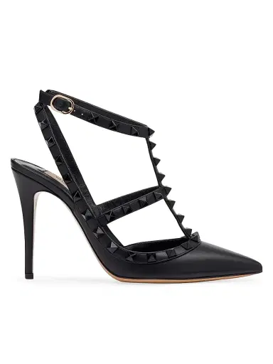 Valentino Garavani Women's Rockstud Ankle Strap Pumps 100MM | Thumbnail 1 Valentino Garavani Women's Rockstud Ankle Strap Pumps 100MM | Thumbnail 1