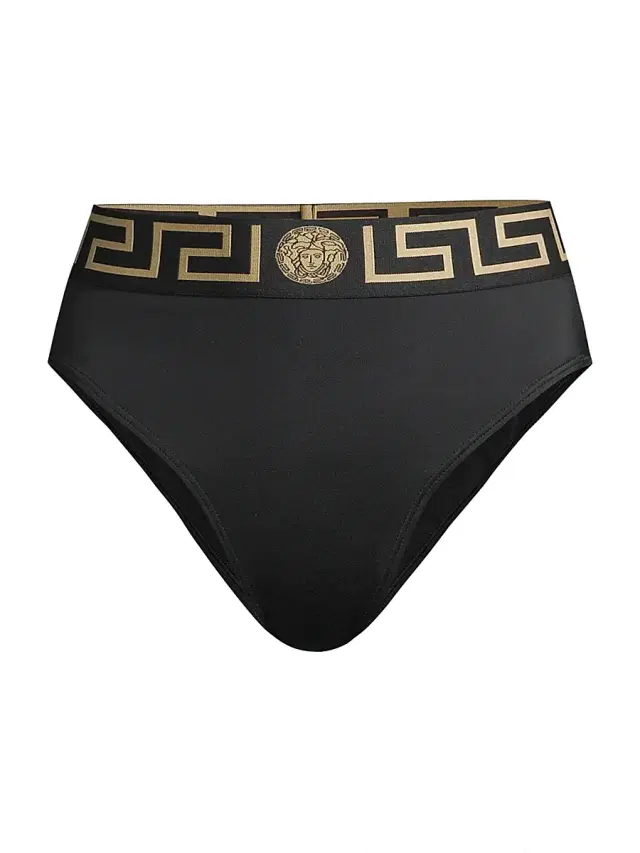 Versace Women's High-Waist Bikini Bottom - Black