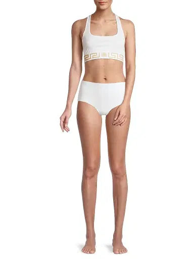 Versace Women's Greca Border Sports Bra - Black | Thumbnail 2 Versace Women's Greca Border Sports Bra - Black | Thumbnail 2
