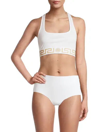 Versace Women's Greca Border Sports Bra - Black | Thumbnail 3 Versace Women's Greca Border Sports Bra - Black | Thumbnail 3
