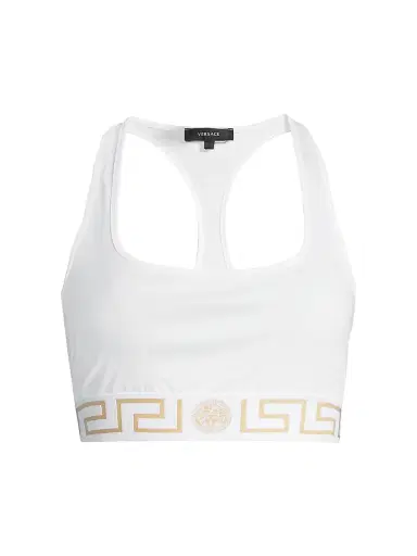 Versace Women's Greca Border Sports Bra - Black | Thumbnail 1 Versace Women's Greca Border Sports Bra - Black | Thumbnail 1
