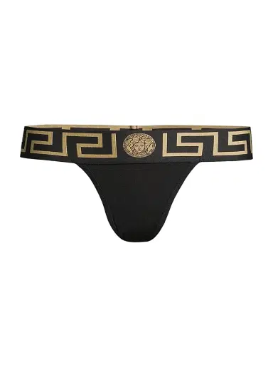 Versace Women's Greca Border Thong - Black - Size XL | Thumbnail 1