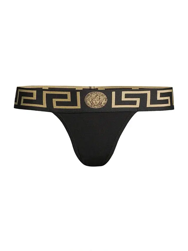 Versace Women's Greca Border Thong - Black