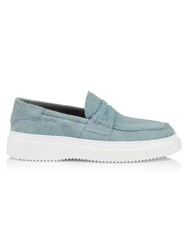 Pollini Men's Summer Vibes Suede Platform Penny Loafers - Light Blue - Size 10 | Thumbnail 1 Pollini Men's Summer Vibes Suede Platform Penny Loafers - Light Blue - Size 10 | Thumbnail 1