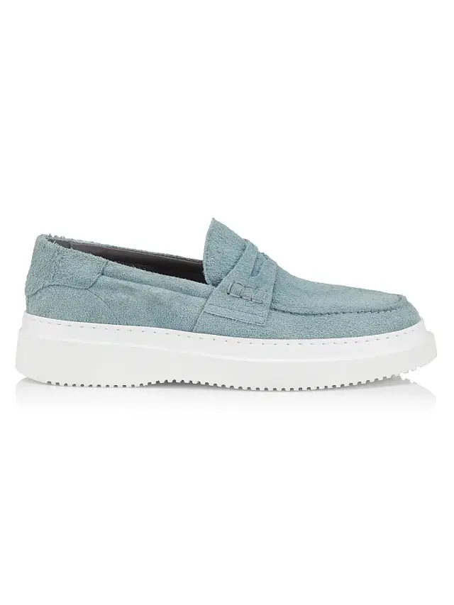 Men's Summer Vibes Suede Platform Penny Loafers - Light Blue Men's Summer Vibes Suede Platform Penny Loafers - Light Blue