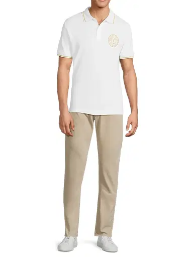 Versace Jeans Couture Men's Logo Cotton Polo Shirt - White Gold - Size XXL | Thumbnail 2 Versace Jeans Couture Men's Logo Cotton Polo Shirt - White Gold - Size XXL | Thumbnail 2