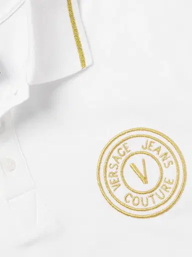 Versace Jeans Couture Men's Logo Cotton Polo Shirt - White Gold - Size XXL | Thumbnail 6 Versace Jeans Couture Men's Logo Cotton Polo Shirt - White Gold - Size XXL | Thumbnail 6