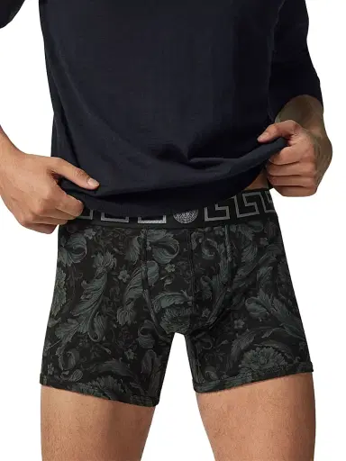 Versace Men's Barocco-Print Cotton-Stretch Boxer Briefs | Thumbnail 4 Versace Men's Barocco-Print Cotton-Stretch Boxer Briefs | Thumbnail 4